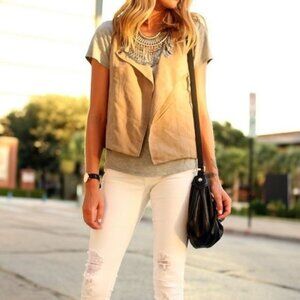 Jack by BB Dakota Meiko Faux Suede Vest Size Small Moto Tan Cream